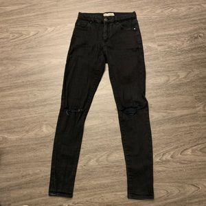 Top shop Black Leigh Jeans w/ Knee Cut Outs